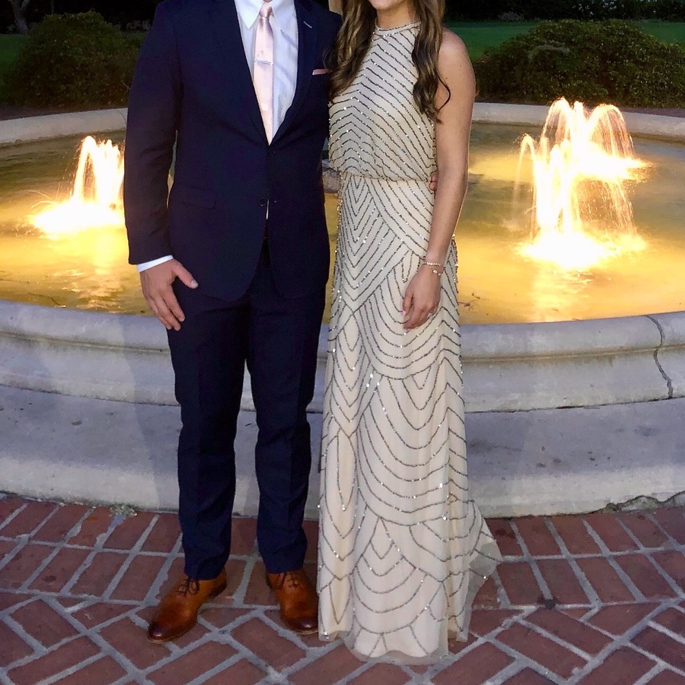 Adrianna Papell Beaded Nude Gown